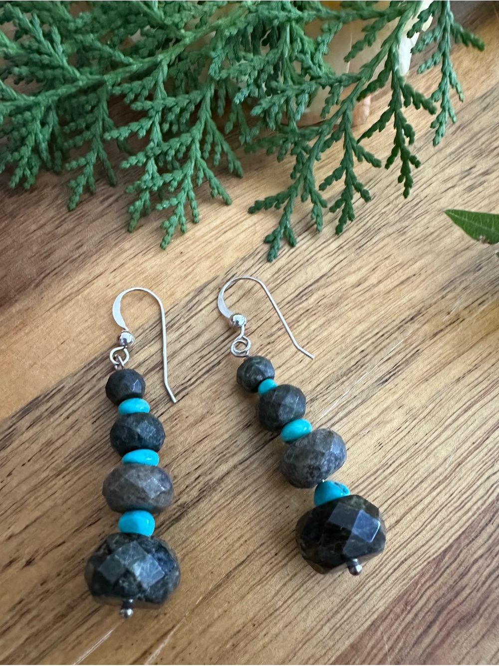 Jay king Sterling Silver Turquoise and Labradorite Drop Earrings